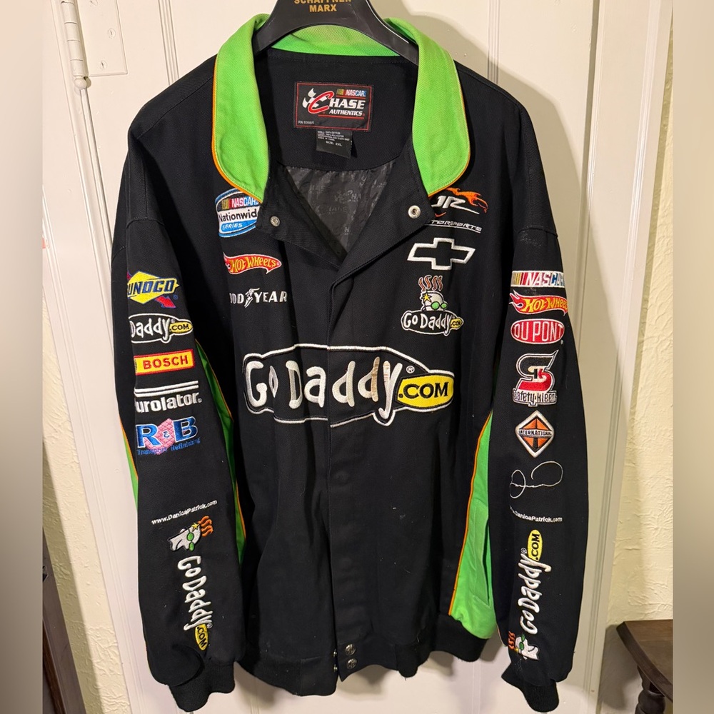 Chase Authentics Black and Neon Green GoDaddy Bomber Jacket